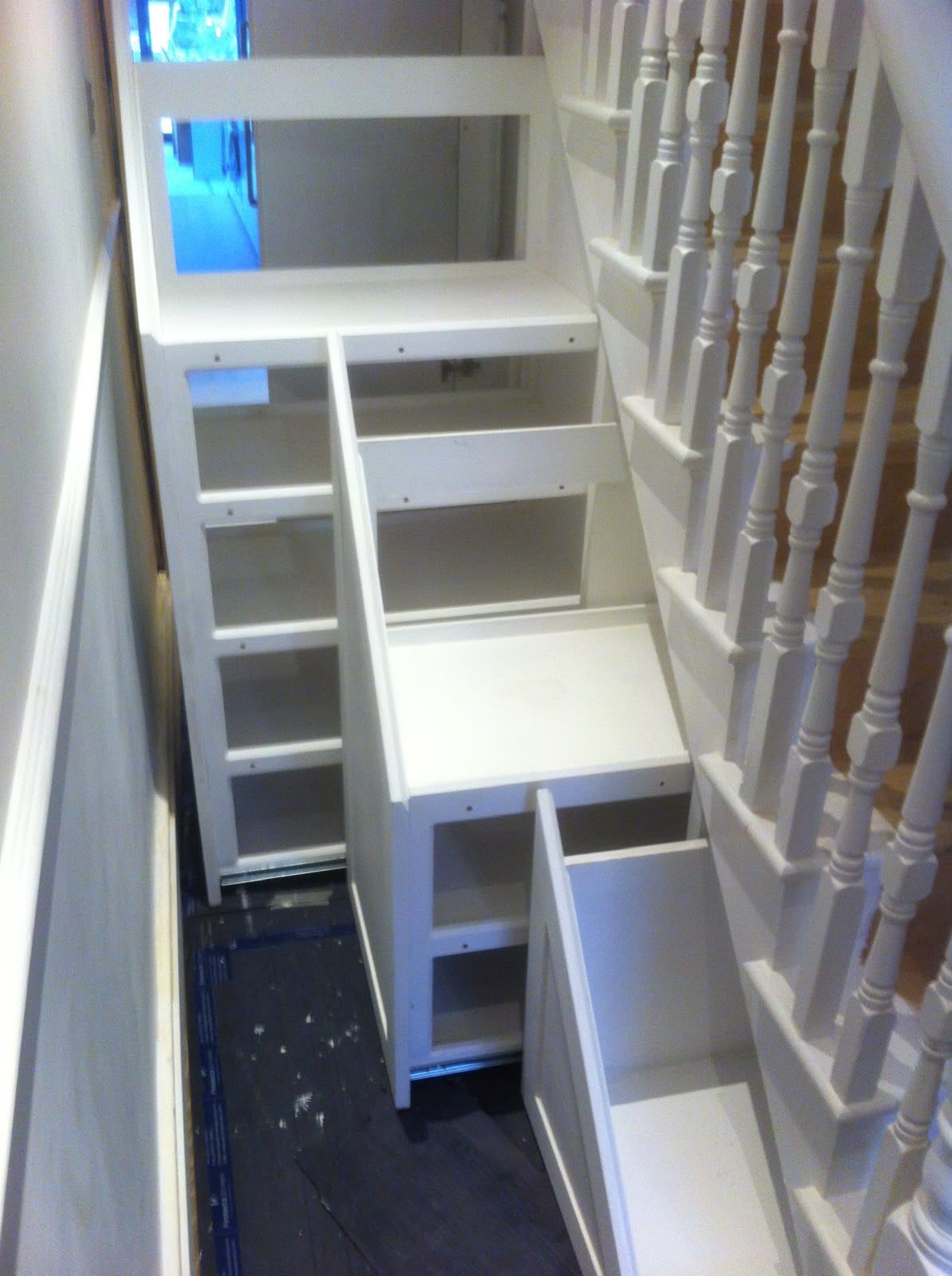 Bespoke staircase storage drawers built and fitted by PJ Joinery